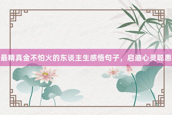 最精真金不怕火的东谈主生感悟句子，启迪心灵聪惠