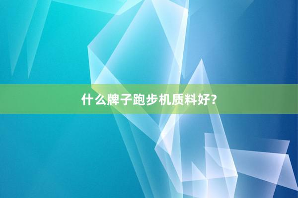 什么牌子跑步机质料好?