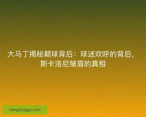 大马丁揭秘颠球背后：球迷欢呼的背后，斯卡洛尼皱眉的真相